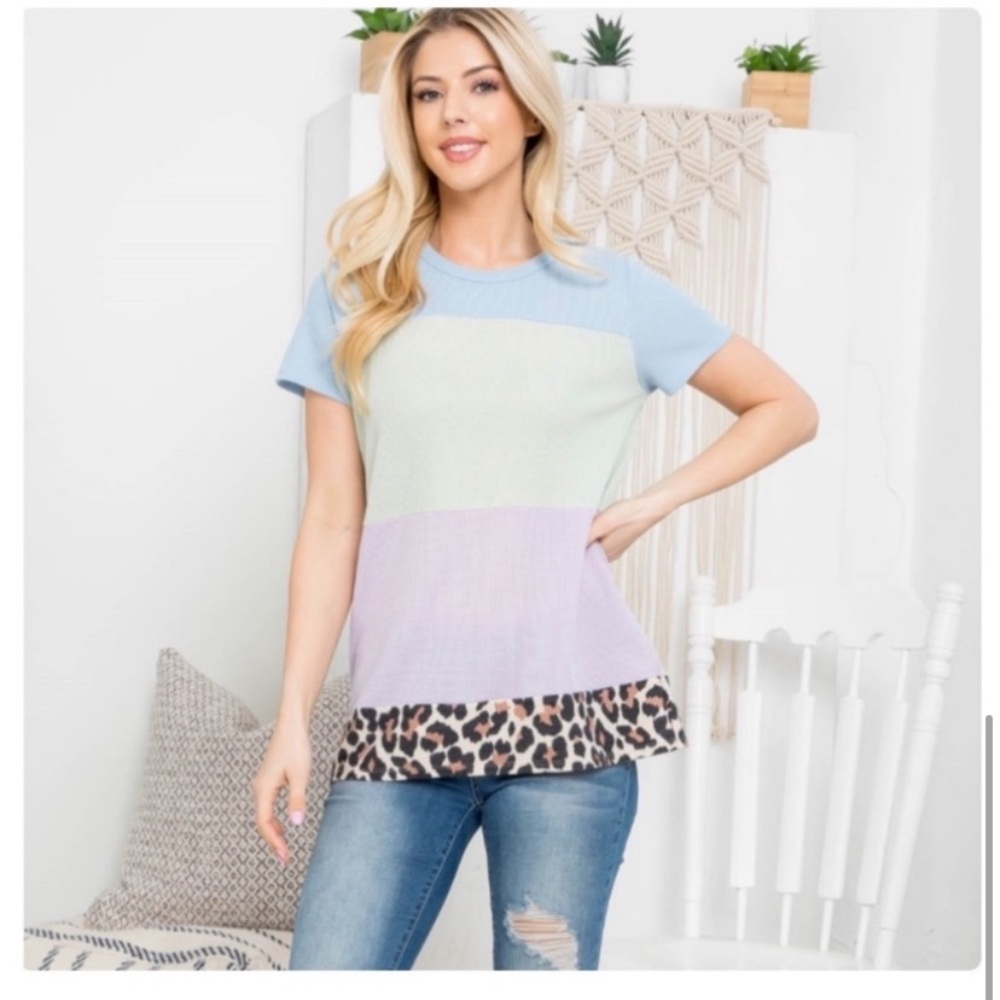 Beautiful pastel and animal print top